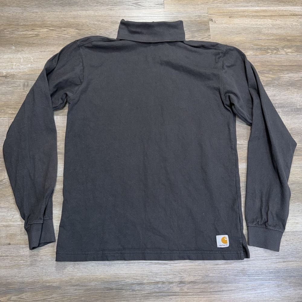 Carhartt Black Long-Sleeve Mock Turtleneck Shirt Mens Medium Logo Heavyweight